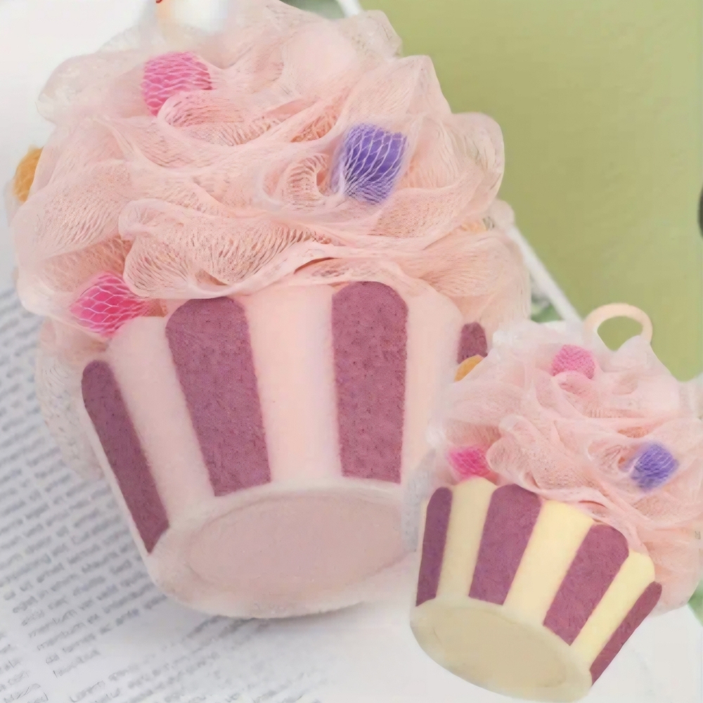 🎁🎁Cupcake Bath Sponge - Pink and Purple
